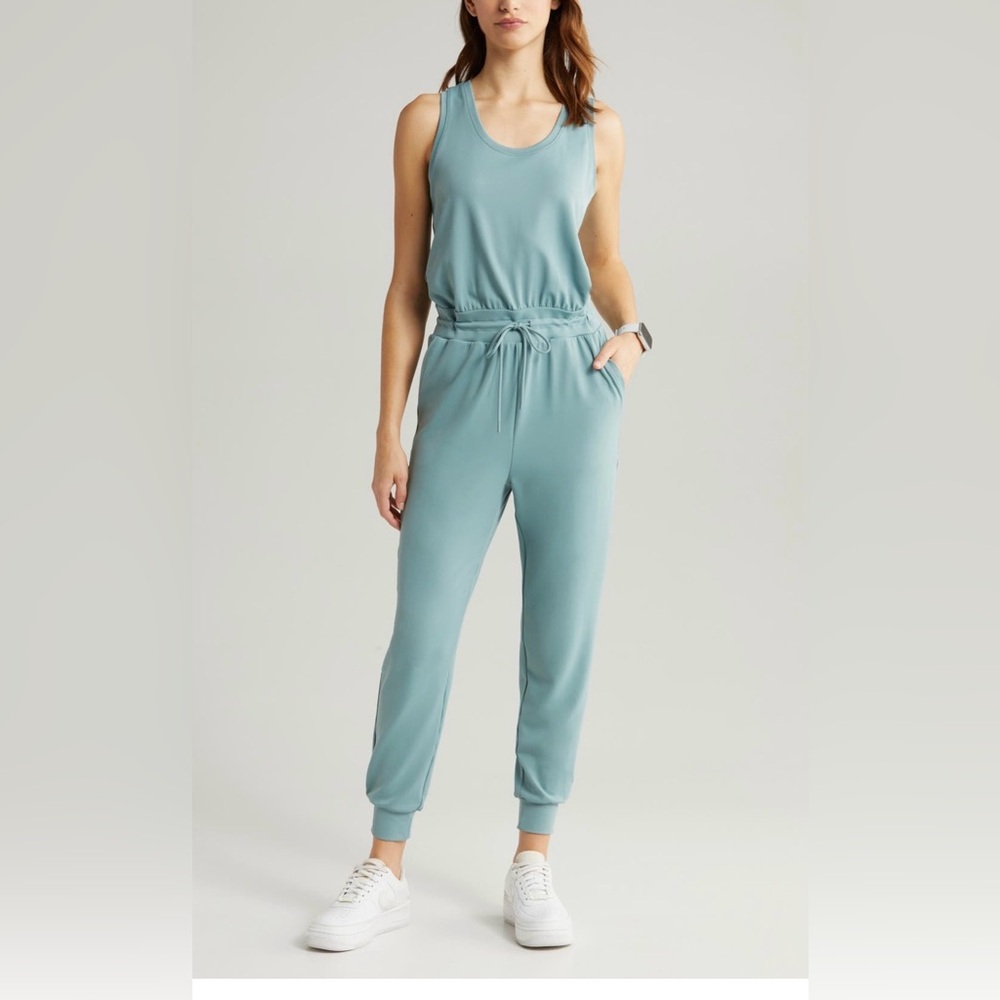 Zella Lift Off Jumpsuit, Grey Thunder, Size Small